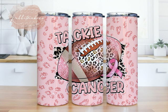Tackle Cancer Tumbler 20 oz Skinny Tumbler Sublimation Breast Cancer Awareness Straight Design Digital Download PNG tumblers Sublimation Rabbitmakies 