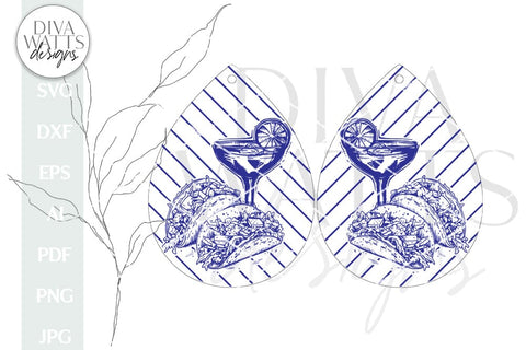 Taco & Margarita Earrings SVG | Glowforge Laser Design | Cinco De Mayo SVG Diva Watts Designs 