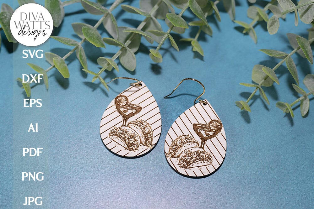 Taco & Margarita Earrings SVG | Glowforge Laser Design | Cinco De Mayo ...