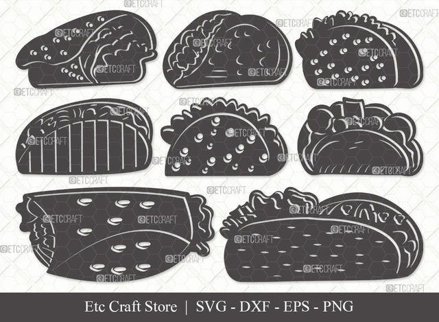 Taco Silhouette SVG Cut File | Mexican Food Svg | Taco Tuesday Svg | Tacos Svg | Taco Bundle | Eps | Dxf | Png SVG ETC Craft 