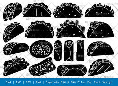 Taco Silhouette, Taco SVG, Mexican Food Svg, Snacks Items Svg, Fast Food Svg, Taco Bundle, SB00831 SVG ETC Craft 