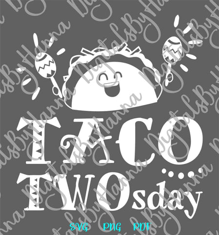 Taco TWOsday Funny 2nd Birthday Sign Print & Cut SVG Digitals by Hanna 