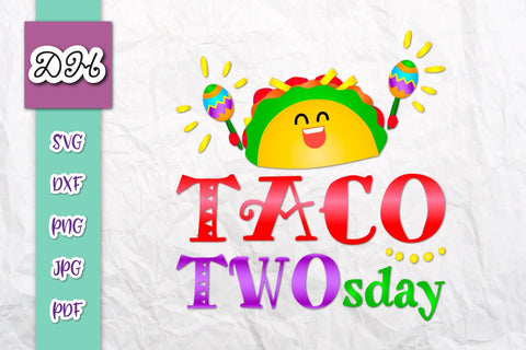 Taco TWOsday Funny 2nd Birthday Sign Print & Cut SVG Digitals by Hanna 