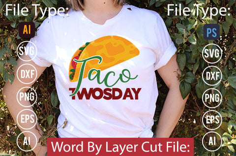 Taco Twosday SVG Cut File SVGs,quotes-and-sayings,food-drink mini-bundles,print-cut,on-sale Clipart Clip Art Sublimation or Vinyl Shirt Design SVG DesignPlante 503 
