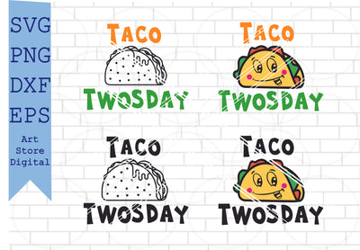 Taco Twosday Svg, Taco Bout Cute SVG, Taco Svg, Funny Quote Svg, Png, Dxf, Eps Cut Files SVG Artstoredigital 