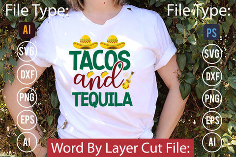 Tacos And Tequila SVG Cut File SVGs,quotes-and-sayings,food-drink mini-bundles,print-cut,on-sale Clipart Clip Art Sublimation or Vinyl Shirt Design SVG DesignPlante 503 