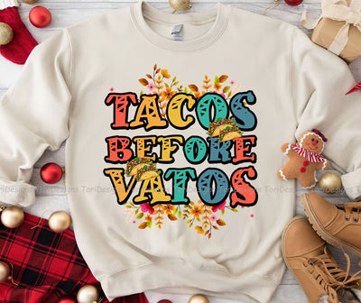 Tacos Before Vatos Png, PNG Files For Sublimation, Taco Png, Taco Design, Taco Shirt Design, Valentine Png, Valentines Day Png Sublimation ToriDesigns 