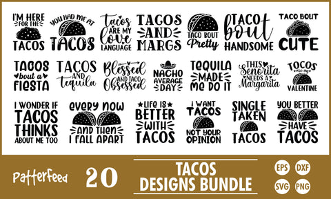 Tacos SVG Designs Bundle SVG PatternFeed8 