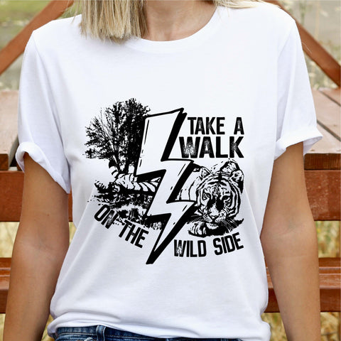 Take a walk on the wild side PNG file for sublimation printing, sublimation designs, t-shirt designs, Tiger PNG, png files, tiger t-shirts Sublimation WasatchDesignsShop 