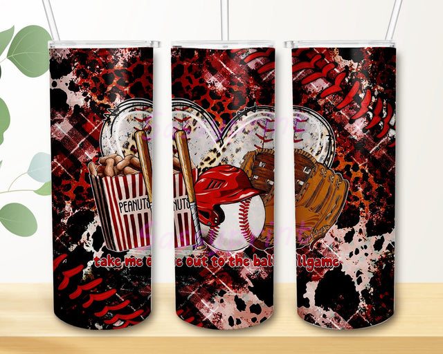 Take Me Out To The Ballgame 20oz Skinny Tumbler, Baseball Mom Png, Love Baseball, Leopard Baseball Tumbler Png, Sublimation Png Sublimation sassyprint 