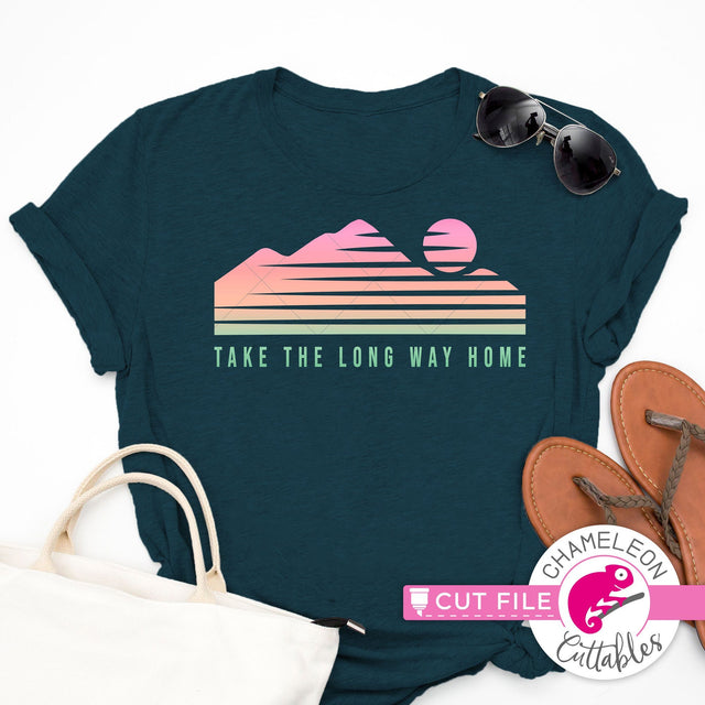 Take the long way home Outdoors Mountain svg dxf png SVG Chameleon Cuttables 