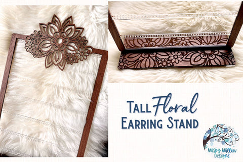 Tall Floral Earring Stand File for Glowforge or Laser Cutter SVG Wispy Willow Designs 