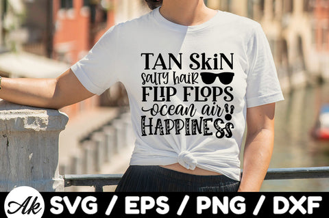 Tan skin salty hair flip flops ocean air happiness svg SVG akazaddesign 