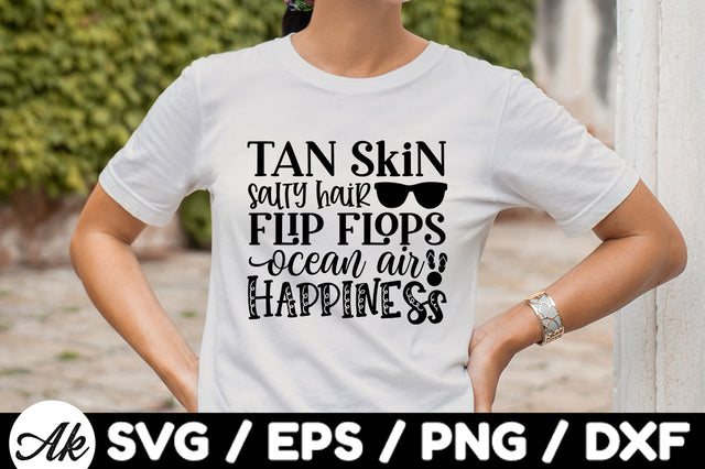 Tan skin salty hair flip flops ocean air happiness svg SVG akazaddesign 
