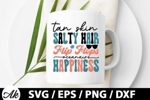 Tan skin salty hair flip flops ocean aire happiness Retro SVG SVG akazaddesign 