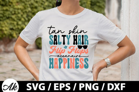 Tan skin salty hair flip flops ocean aire happiness Retro SVG SVG akazaddesign 