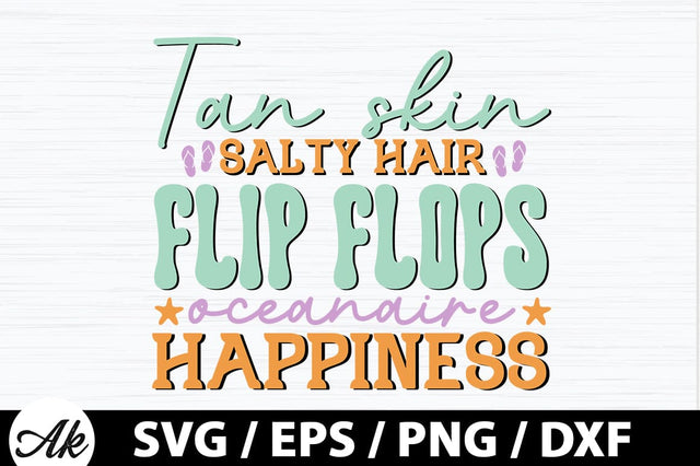 Tan skin salty hair flip flops oceanaire happiness Retro SVG SVG akazaddesign 