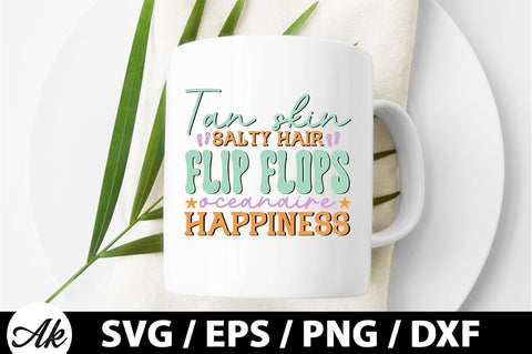 Tan skin salty hair flip flops oceanaire happiness Retro SVG SVG akazaddesign 
