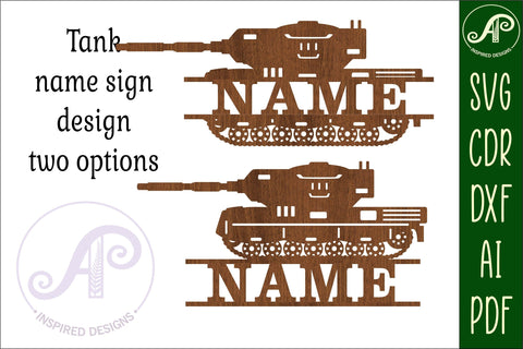 Tank Name sign svg laser cut template, wall art SVG APInspireddesigns 