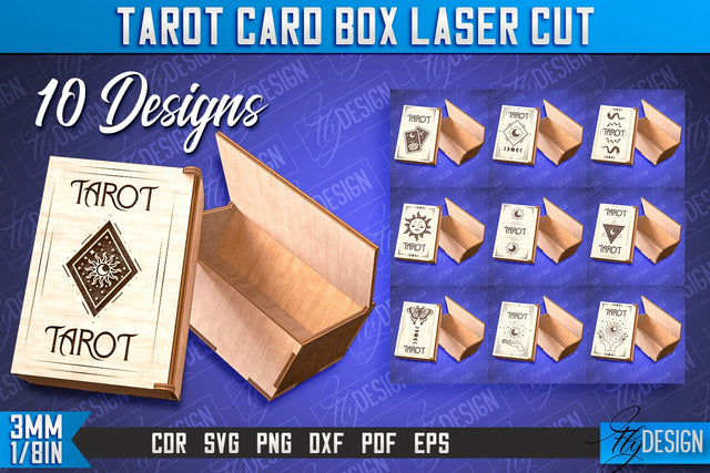 Tarot Card Box Laser Cut | Box Laser Cut SVG Design SVG Fly Design 