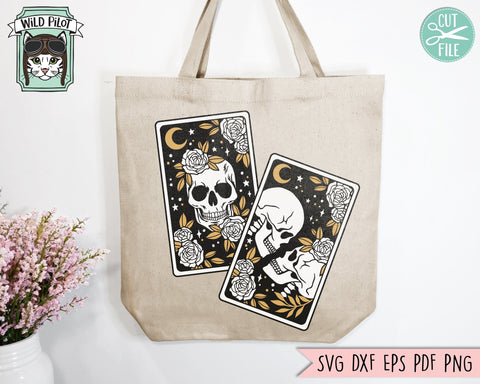 Tarot Card Skull svg, Floral Skull Tarot svg file, Death Tarot, Lovers Tarot Card svg, halloween, gothic, flower skull svg file, witchy svg SVG Wild Pilot 