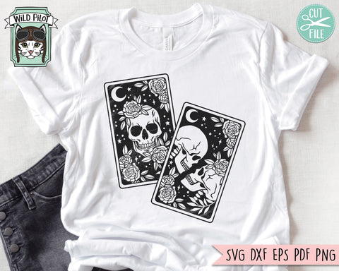 Tarot Card Skull svg, Floral Skull Tarot svg file, Death Tarot, Lovers Tarot Card svg, halloween, gothic, flower skull svg file, witchy svg SVG Wild Pilot 