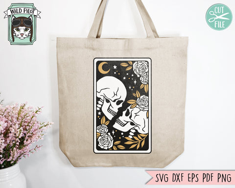 Tarot Card Skull svg, Floral Skull Tarot svg file, Lovers Tarot Card svg, halloween, gothic, flower skull svg, witchy svg, Tarot card png SVG Wild Pilot 