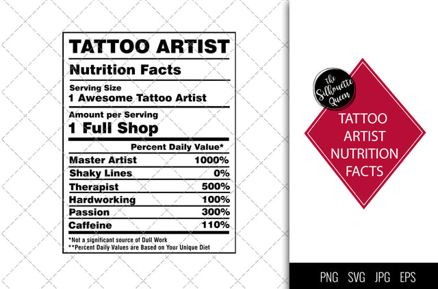 Tattoo Artist Nutrition facts svg – Nutrition svg –Tattoo Artist facts clipart – Baseball label svg – eps, png, svg for cricut SVG Loveleen Kaur 