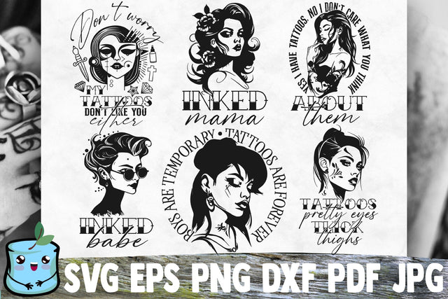 Tattoo Girl SVG Bundle - Inked Babe Cut Files SVG MintyMarshmallows 