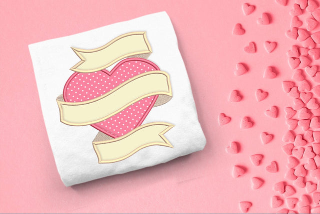 Tattoo Heart with Banner Split Applique Embroidery Embroidery/Applique DESIGNS Designed by Geeks 