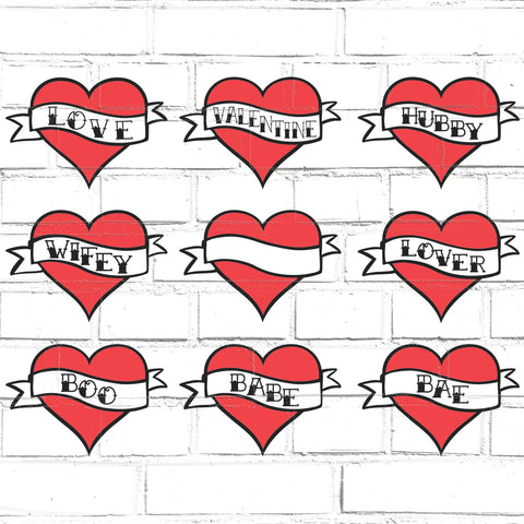 Tattoo Hearts SVG| Valentine's love Bundle vintage ink hubby SVG Maggie Do Design 