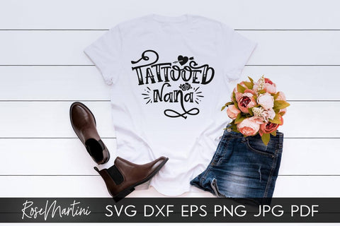 Tattooed Nana SVG file for cutting machines - Cricut Silhouette, Sublimation Design SVG Inked grandma cutting file Tattooed grandmother SVG RoseMartiniDesigns 