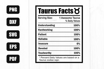 Taurus Nutrition Facts Svg, Taurus Zodiac Sign Svg, Taurus Svg, Taurus Zodiac Svg SVG Litke Designs 
