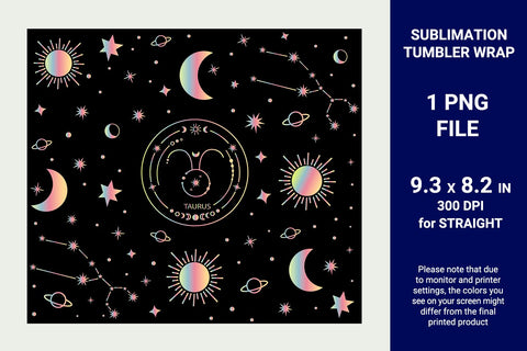 Taurus sublimation tumbler, 20 oz skinny tumbler Sublimation KMarinaDesign 