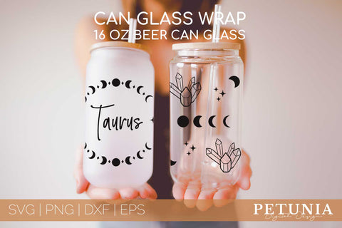 Taurus Zodiac Can Glass Wrap SVG | Beer Can Glass Wrap SVG SVG Petunia Digital Design 