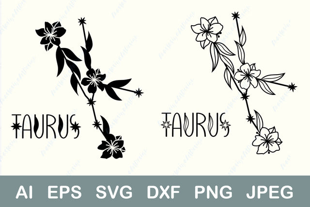 Taurus zodiac sign with flowers svg, Floral horoscope symbol svg, Constellation SVG AnastasiyaArtDesign 