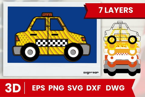 Taxi Car Layered Cut File SVG SvgOcean 