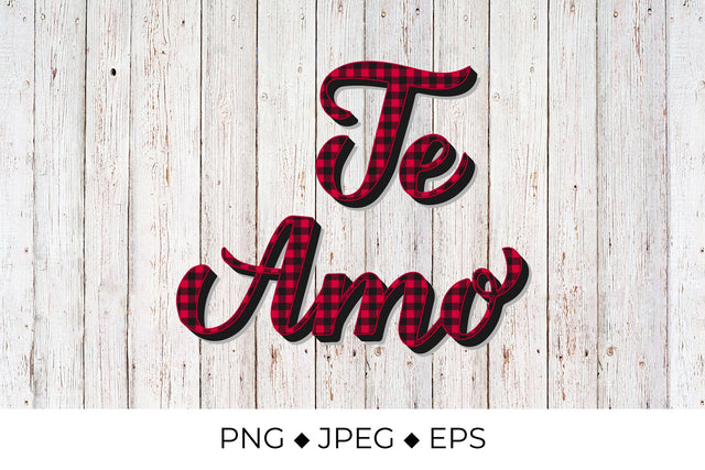 Te Amo lettering. I Love You in Spanish. Red buffalo pattern Sublimation LaBelezoka 