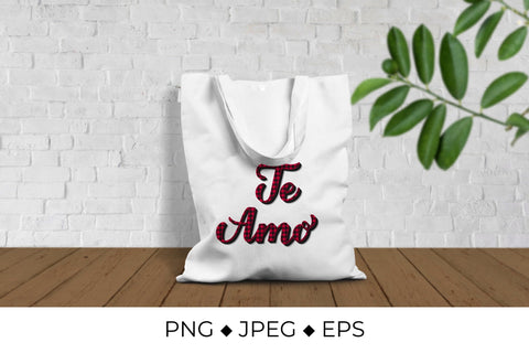 Te Amo lettering. I Love You in Spanish. Red buffalo pattern Sublimation LaBelezoka 