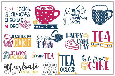 Tea and Cake Quotes SVG Bundle SVG Illuztrate 