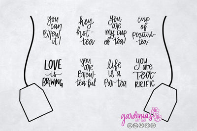 Tea Bag Bundle - Play on Words SVG Gardenias Art Shop 