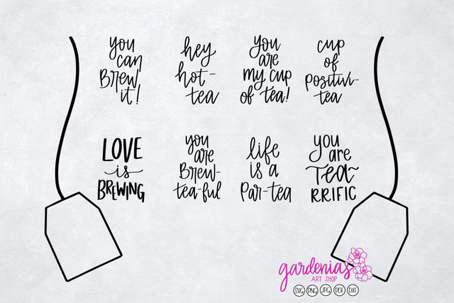Tea Bag Bundle - Play on Words SVG Gardenias Art Shop 