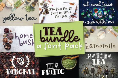 Tea Bundle - A Fun Font Bundle With Varie-Tea! Font CraftyLittleNodes 