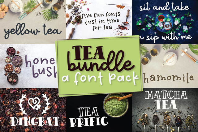 Tea Bundle - A Fun Font Bundle With Varie-Tea! Font CraftyLittleNodes