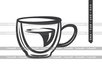 Tea Cup SVG Cut File | Coffee Cup Svg | Cup Svg | Coffee Svg | Drink Svg | Dxf | Eps | Png | Silhouette | Cut File SVG ETC Craft 