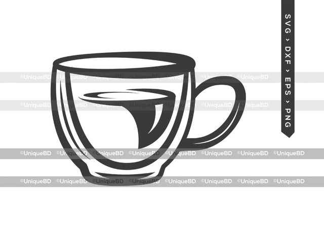 Tea Cup SVG Cut File | Coffee Cup Svg | Cup Svg | Coffee Svg | Drink Svg | Dxf | Eps | Png | Silhouette | Cut File SVG ETC Craft 