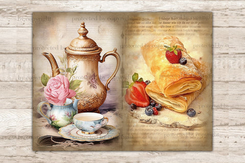 Tea Junk Journal Kit | Vintage Digital Collage Sheet SVG GlamArtZhanna 