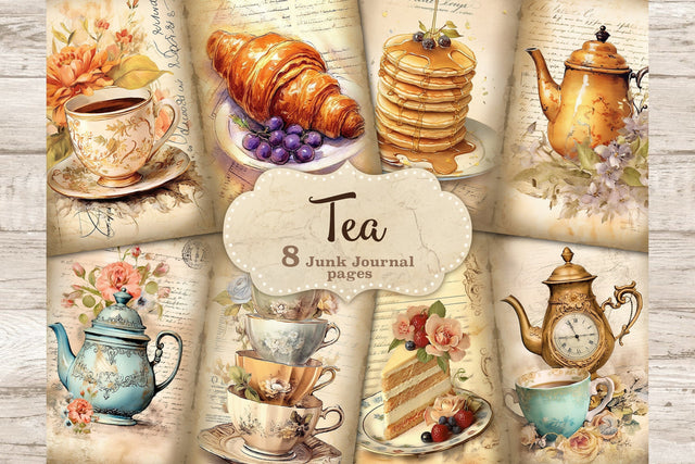Tea Junk Journal Kit | Vintage Digital Collage Sheet SVG GlamArtZhanna 