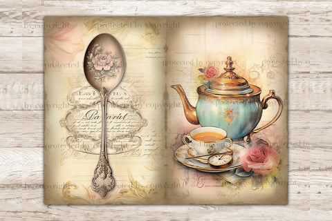 Tea Junk Journal Kit | Vintage Digital Collage Sheet SVG GlamArtZhanna 