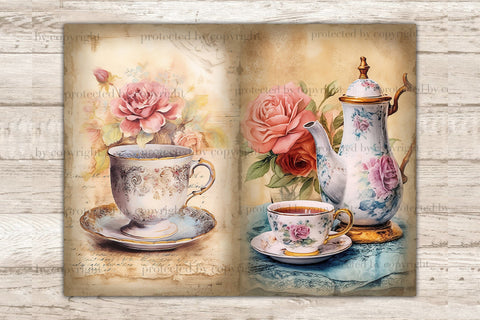 Tea Junk Journal Kit | Vintage Digital Collage Sheet SVG GlamArtZhanna 